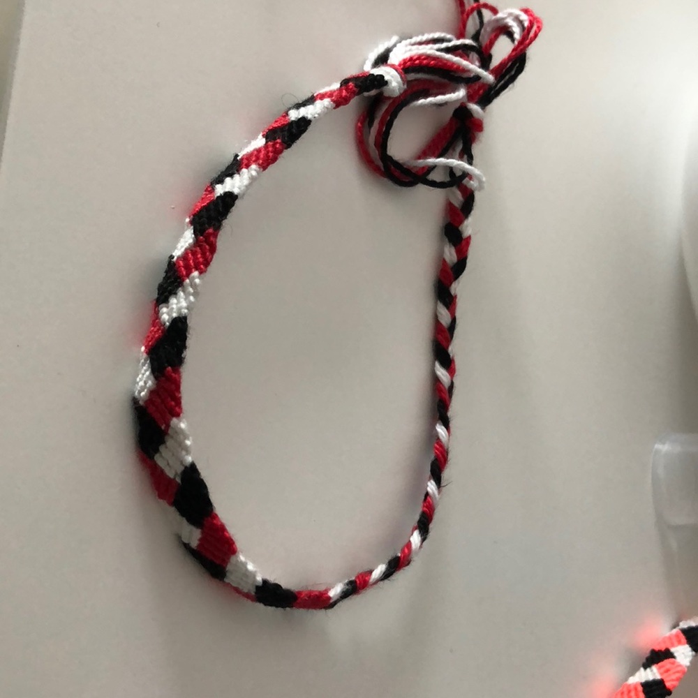 Red white and black friendship bracelet